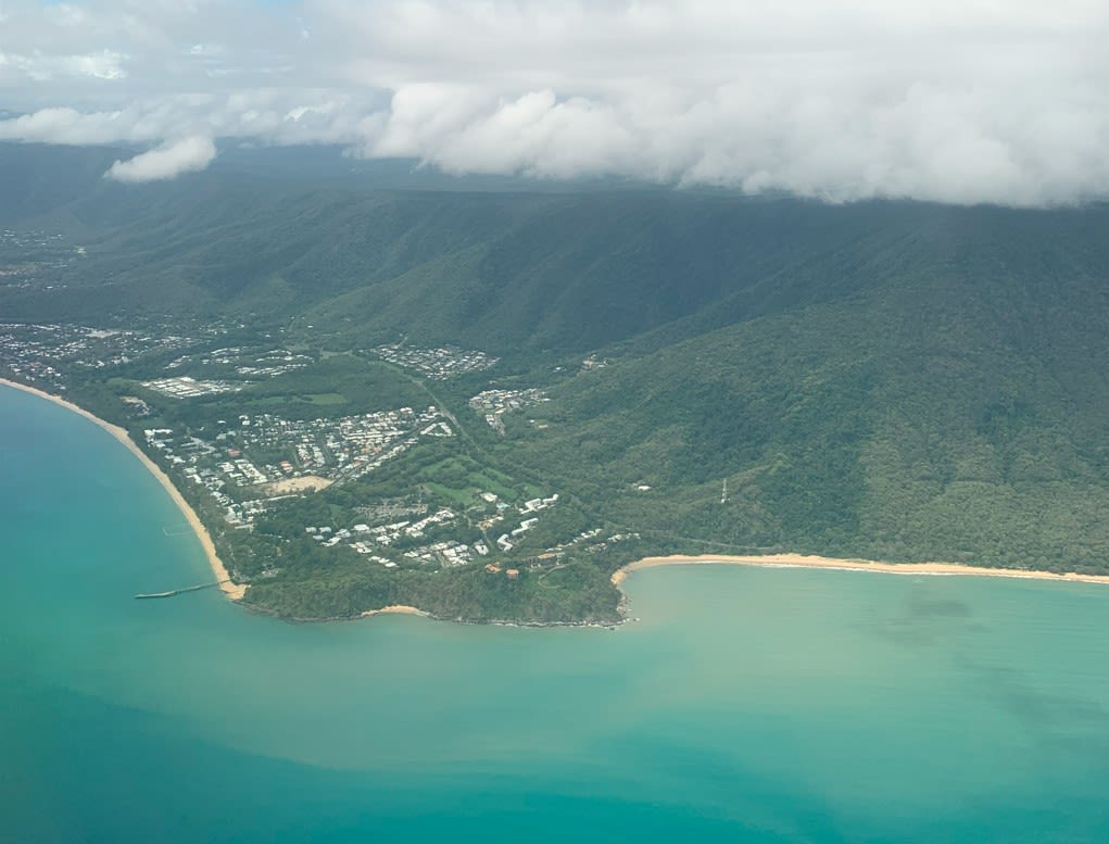 An aerial view of a coastline