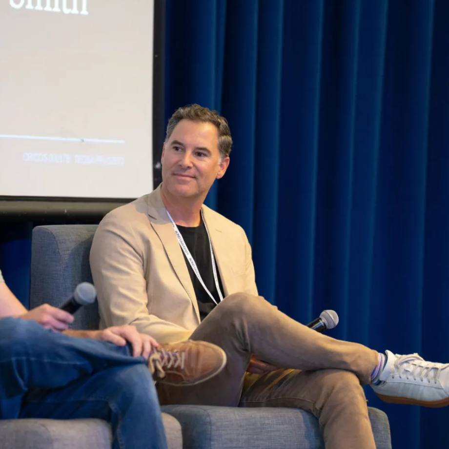 a man with a microphone