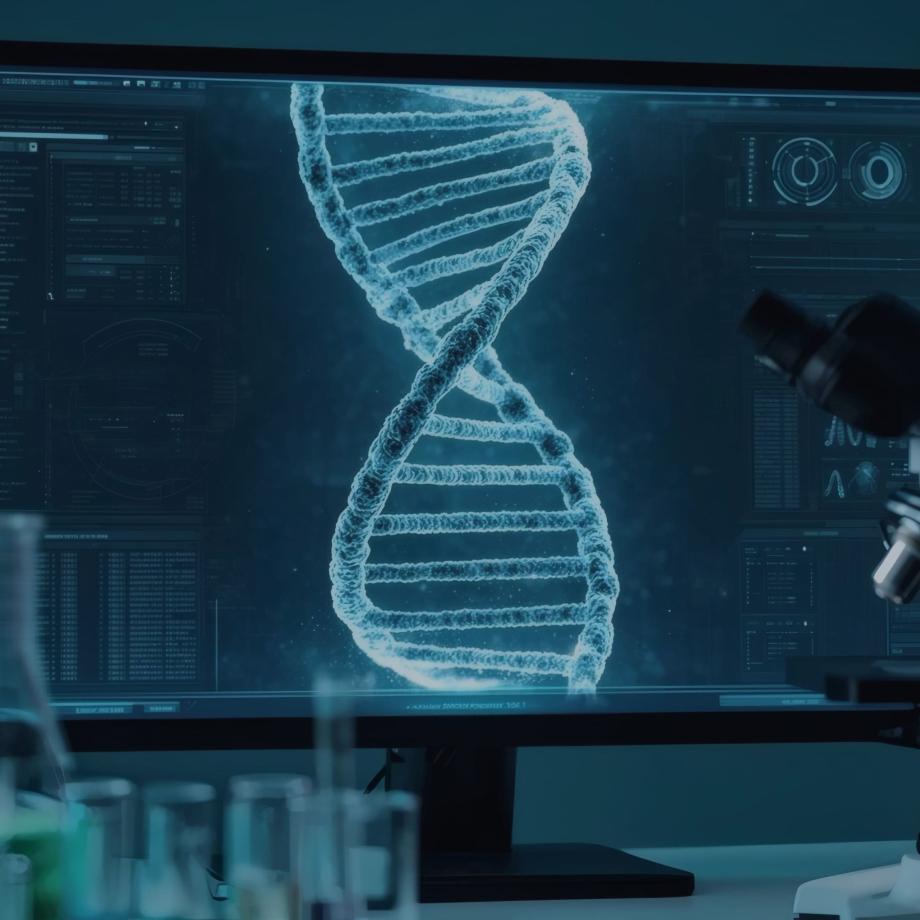 a microscope and a double helix