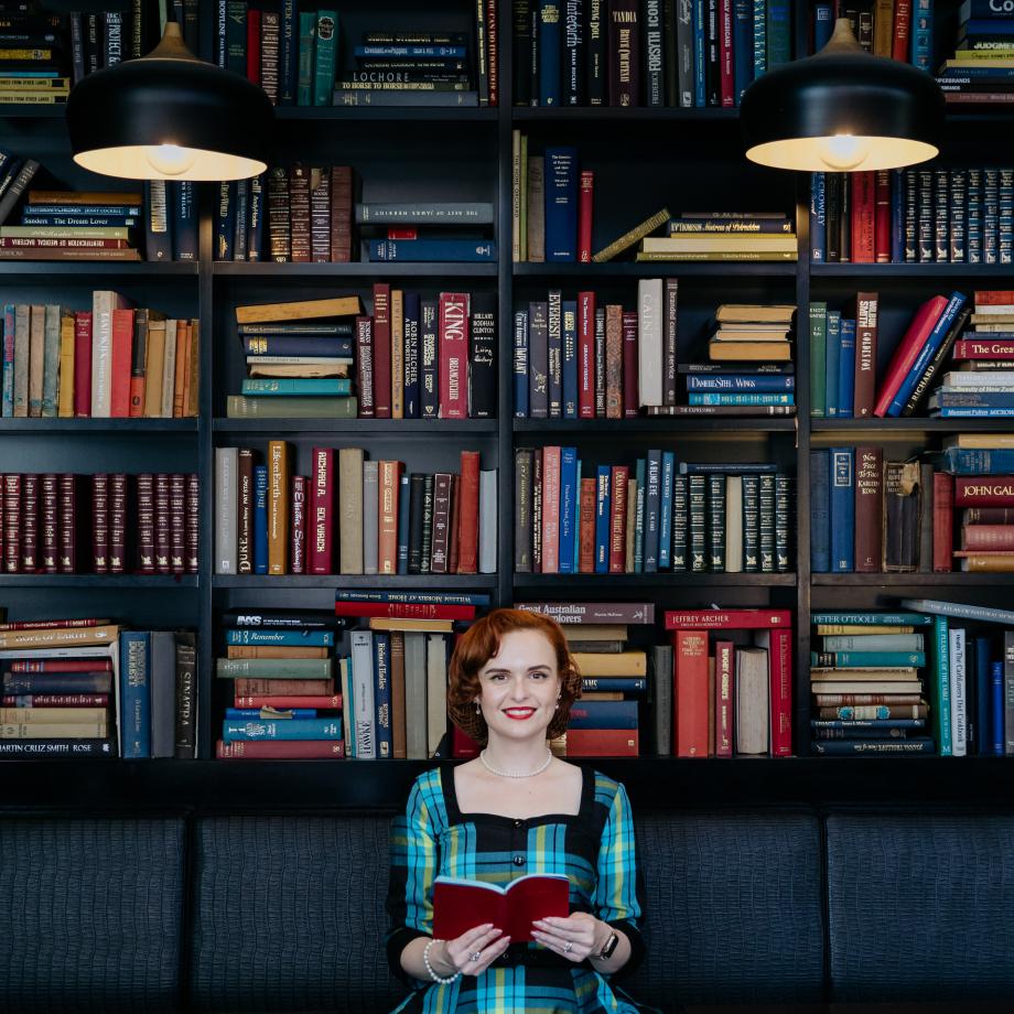 a woman reading a book