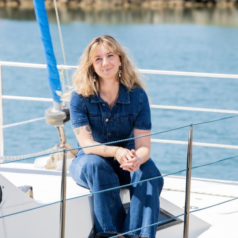 a woman on a boat