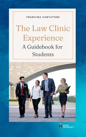 Book cover image with 4 law students on Bond campus