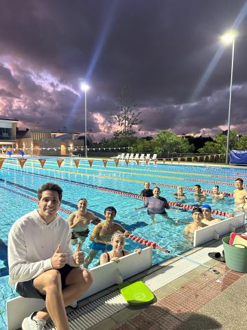 Omar Abbass teaching swimming