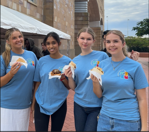 Students at a BBQ