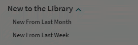 Screen snippet with text "New to the Library" and subsections for the last month and the last week.