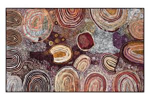 Indigenous artwork by Naata Nungurrayi titled Rock Holes Marrapinti